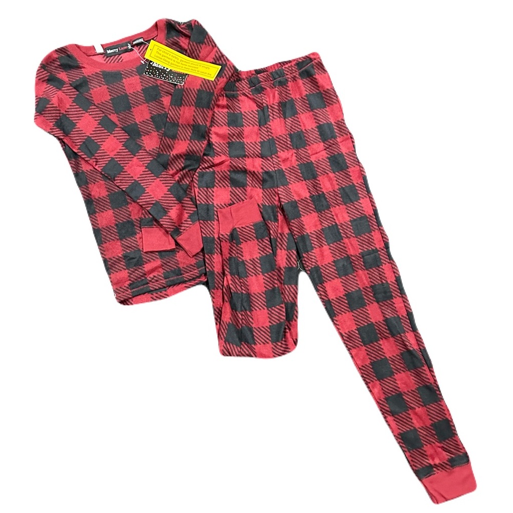 Merry Lane Big Kids Checkers Red Pajama Set Size Large NWT